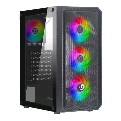NUWO CASE ATX RODAN R602 0.5MM SPCC USB3.0/2.0 4 FAN 12CM ARGB FRONT MESH SIDE GLASS NERO